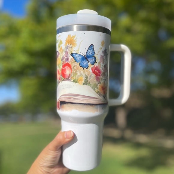 40 oz Colorful Book and butterfly Double-wall vacuum insulation Tumbler … - Picture 9 of 10